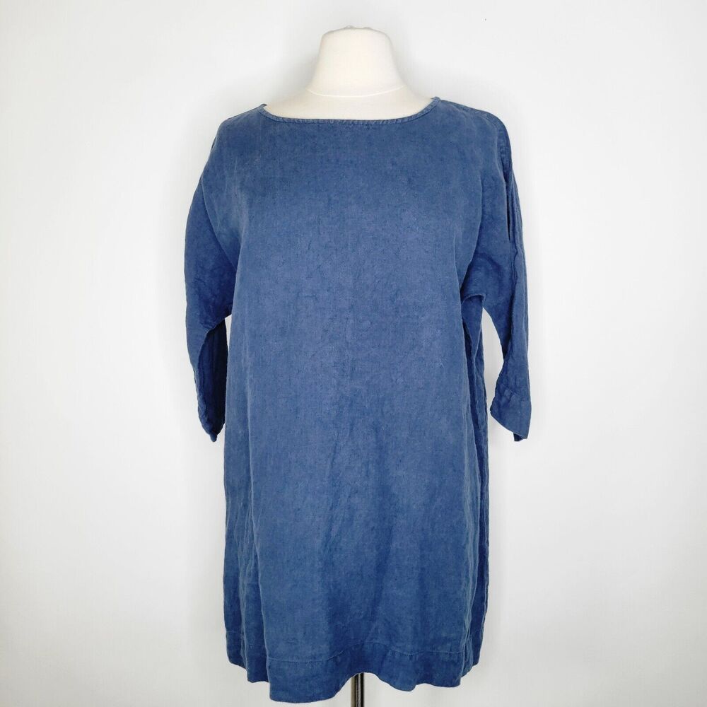 notPERFECTLINEN Washed Indigo Blue Linen Tunic